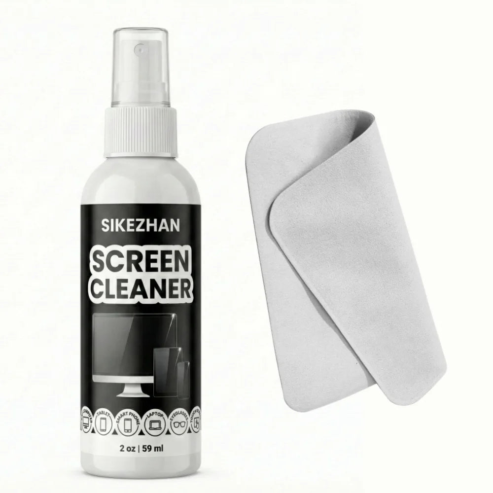 Kit Nettoyage Écran Spray + Microfibre – Compatible PC, Téléphone, TV, Tablette