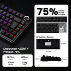 Clavier Mécanique 75% AULA F75 AZERTY – Sans Fil Bluetooth / 2.4G / USB-C