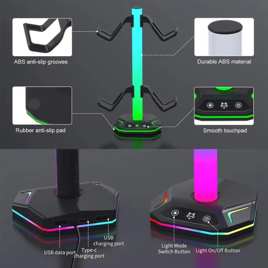 Lampe RGB Réactive à la Musique avec Support Casque / Manette – Déco Gaming