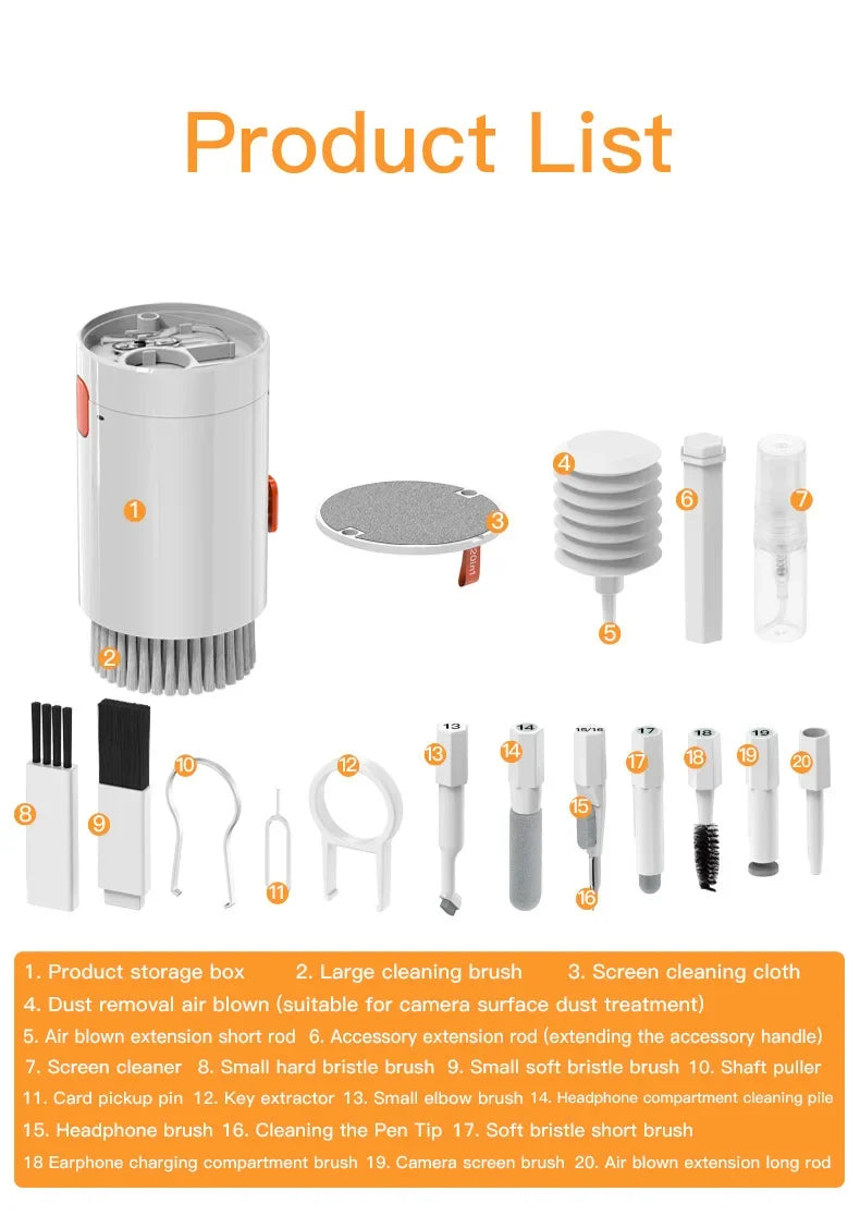 Kit de Nettoyage 20 en 1 – Clavier, PC, Téléphone, Casque, Appareil Photo