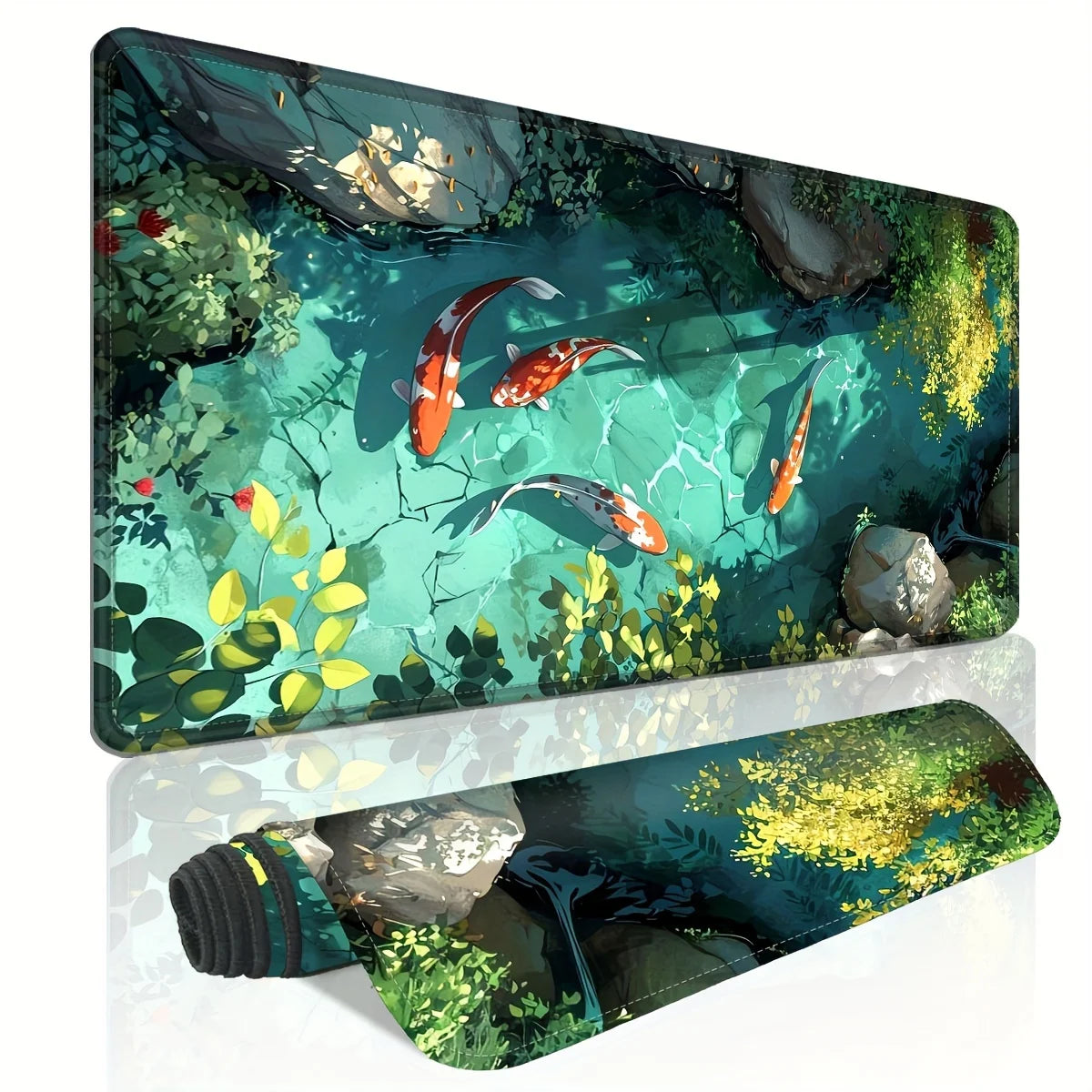 Tapis de Souris Carpe Koï – Format 400x800 / 400x900, Style Japonais, 2mm ou 3mm