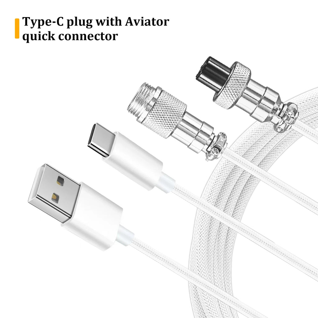 Câble Torsadé USB-C pour Clavier Mécanique – Connecteur Aéronautique, 5 Coloris