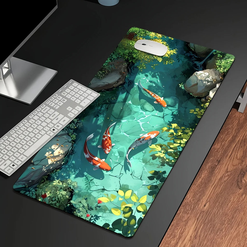 Tapis de Souris Carpe Koï – Format 400x800 / 400x900, Style Japonais, 2mm ou 3mm