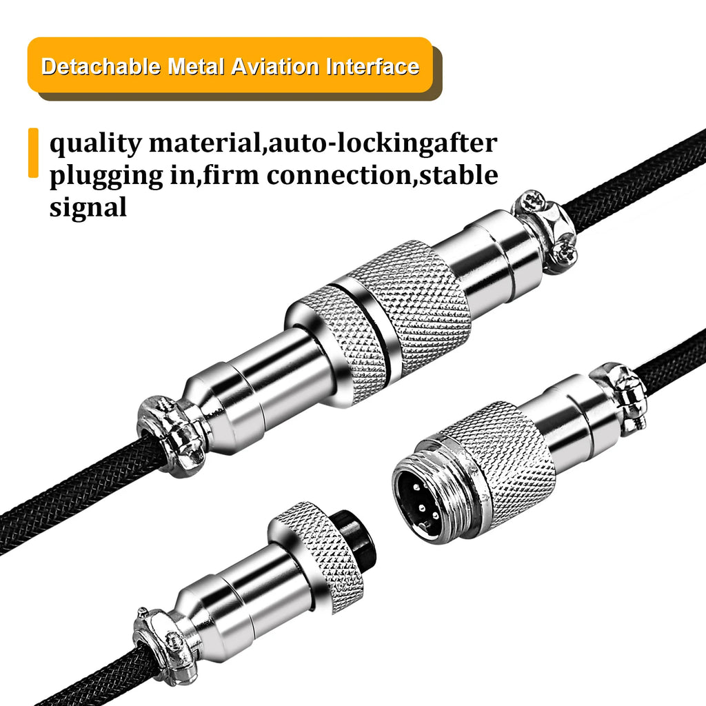 Câble Torsadé USB-C pour Clavier Mécanique – Connecteur Aéronautique, 5 Coloris