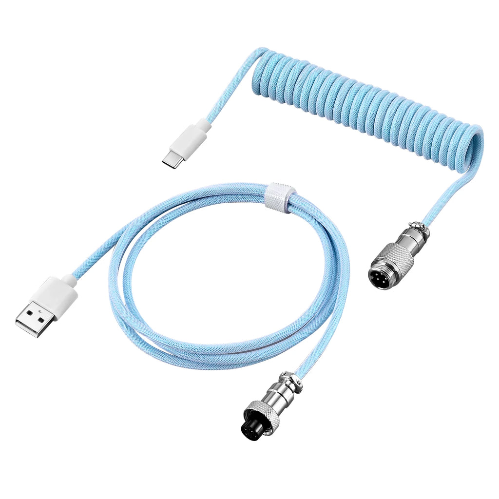 Câble Torsadé USB-C pour Clavier Mécanique – Connecteur Aéronautique, 5 Coloris