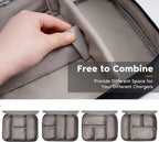 Sac de Rangement Multi-Usage – Câbles, Chargeurs, Accessoires, Cuir Noir / Gris