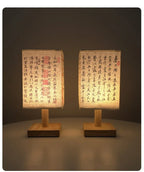 Lampe de Bureau Style Japonais – 3 Modèles, Lumière Chaude, Bois et Tissu