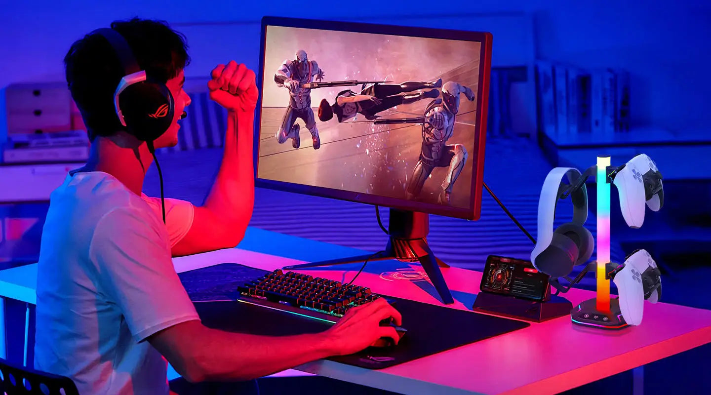 Lampe RGB Réactive à la Musique avec Support Casque / Manette – Déco Gaming