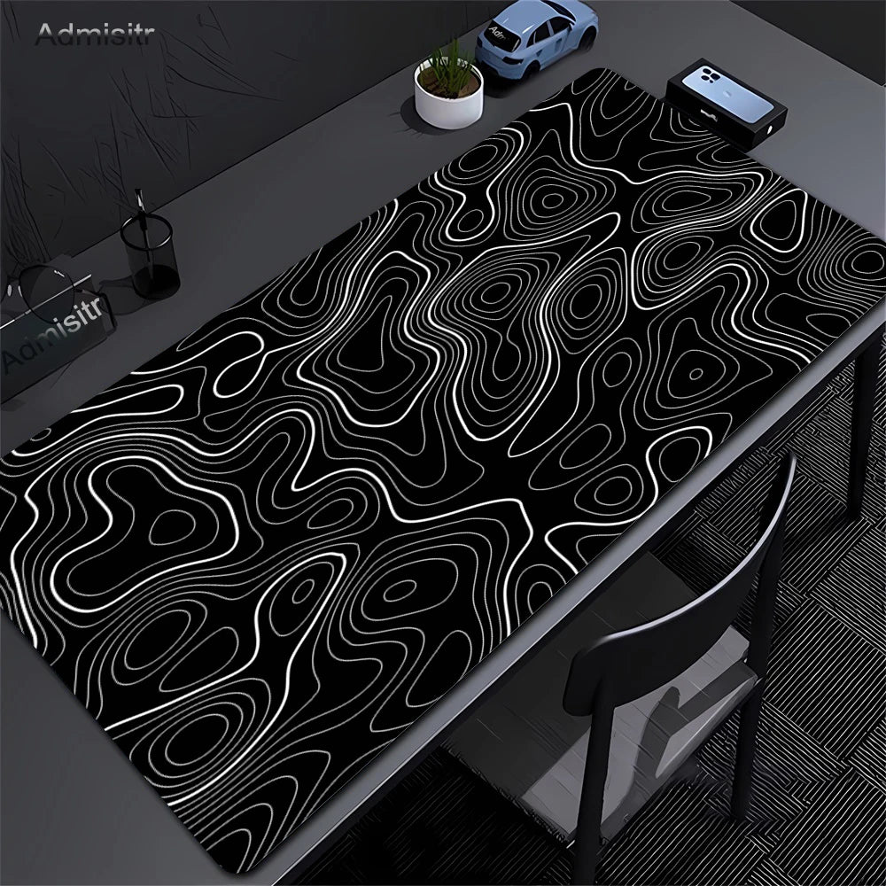 Tapis de Souris XL / XXL – Design Abstrait, Bords Surpiqués, 2mm ou 3mm