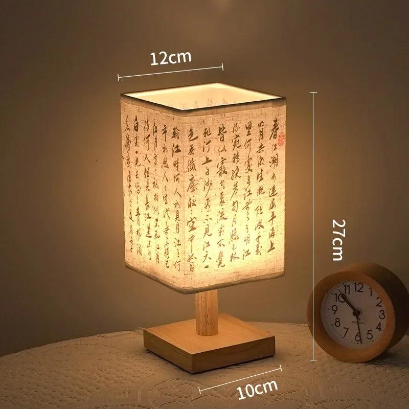 Lampe de Bureau Style Japonais – 3 Modèles, Lumière Chaude, Bois et Tissu