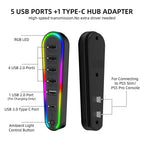 Hub USB 6 Ports RGB pour PlayStation 5 – Chargeur Adaptateur PS5 Pro / Slim