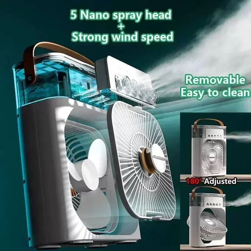 Ventilateur 3-en-1 Rafraîchisseur d'Air Portable avec Veilleuse LED