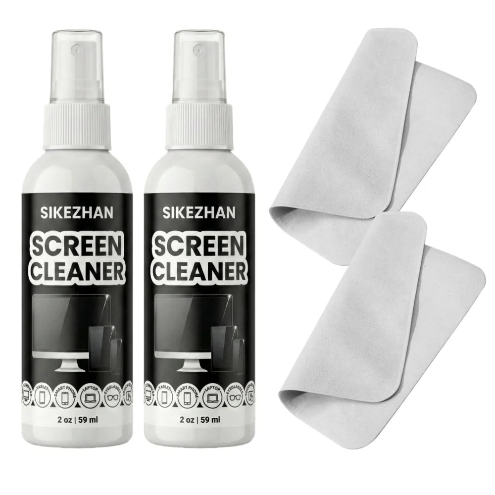 Kit Nettoyage Écran Spray + Microfibre – Compatible PC, Téléphone, TV, Tablette