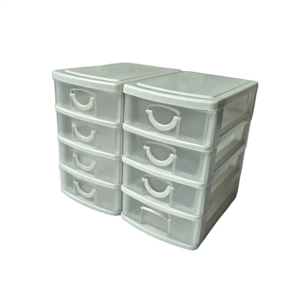 Boîte de Rangement à Tiroirs Transparente – Simple ou Double, Blanc / Noir