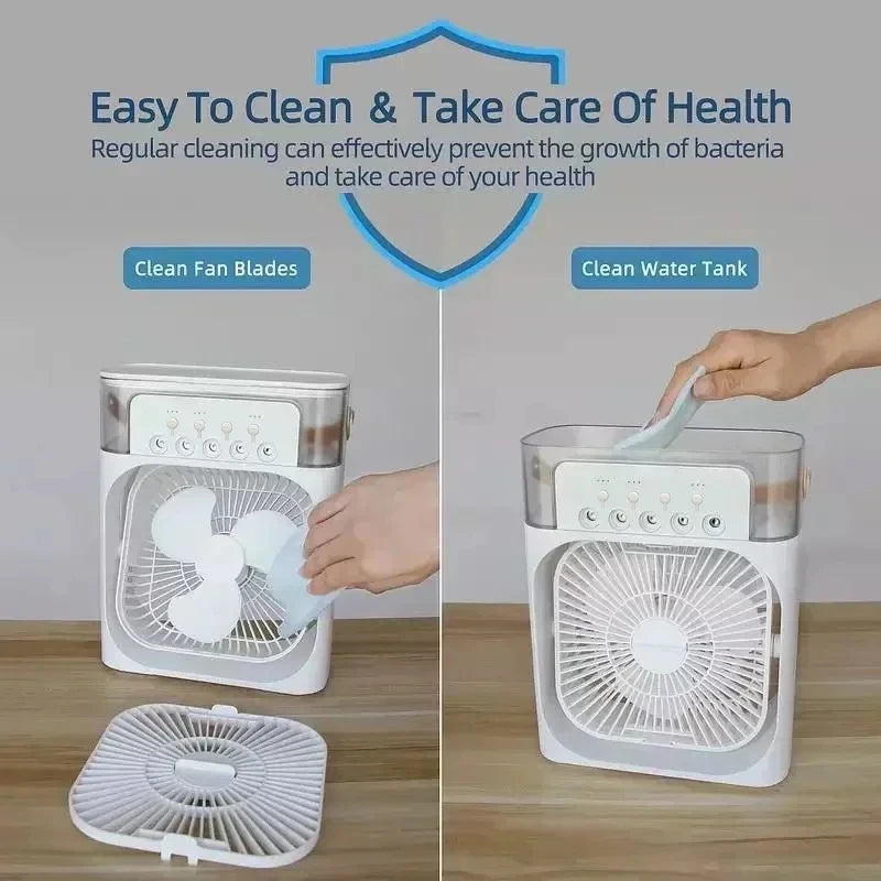 Ventilateur 3-en-1 Rafraîchisseur d'Air Portable avec Veilleuse LED