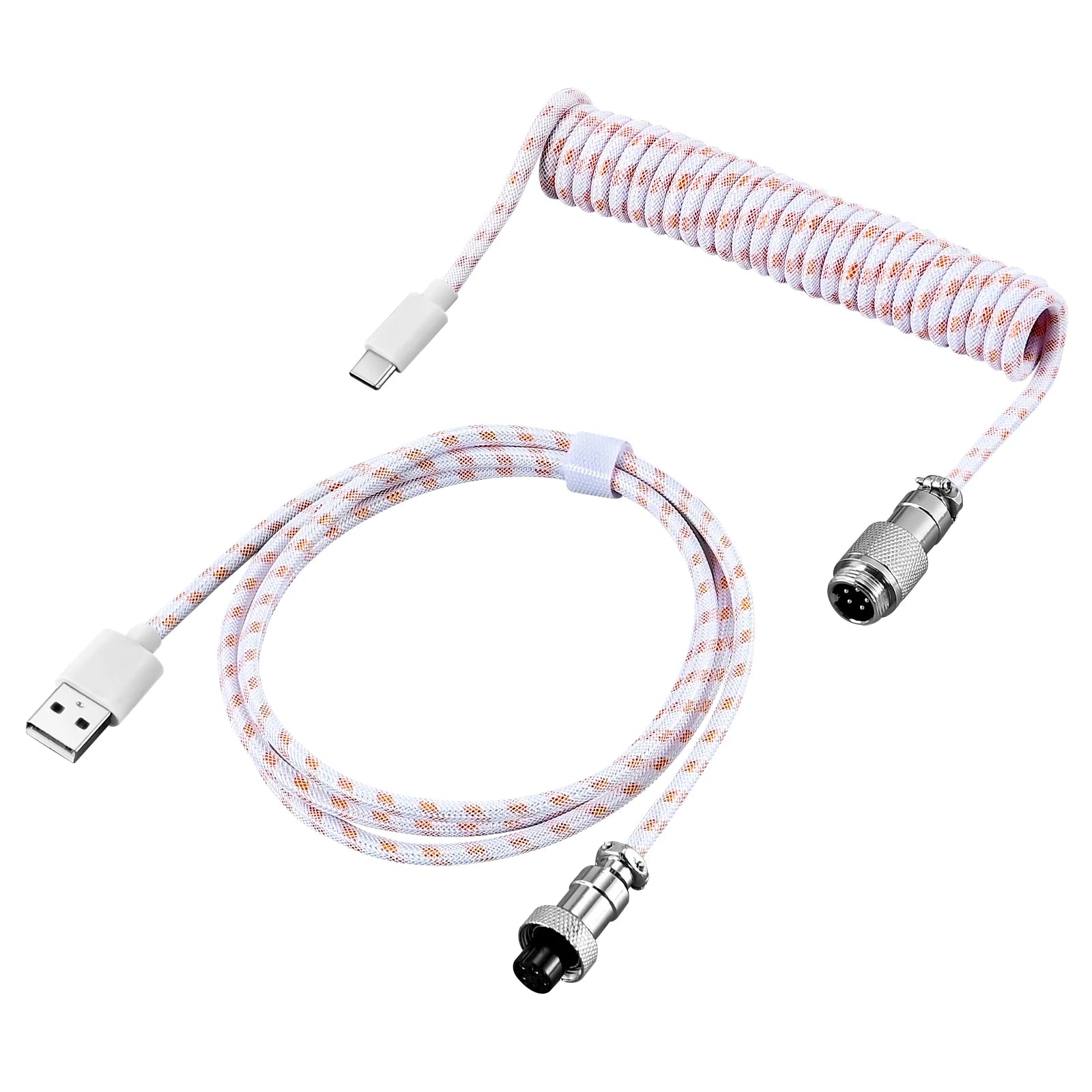 Câble Torsadé USB-C pour Clavier Mécanique – Connecteur Aéronautique, 5 Coloris