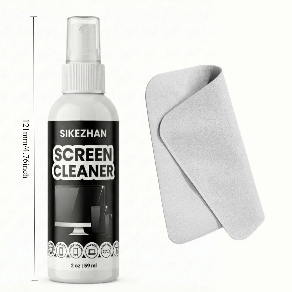 Kit Nettoyage Écran Spray + Microfibre – Compatible PC, Téléphone, TV, Tablette