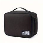 Sac de Rangement Multi-Usage – Câbles, Chargeurs, Accessoires, Cuir Noir / Gris