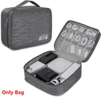 Sac de Rangement Multi-Usage – Câbles, Chargeurs, Accessoires, Cuir Noir / Gris