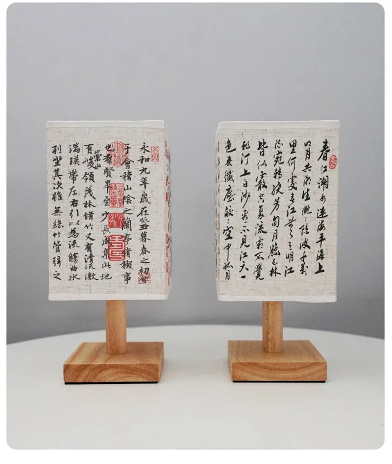 Lampe de Bureau Style Japonais – 3 Modèles, Lumière Chaude, Bois et Tissu