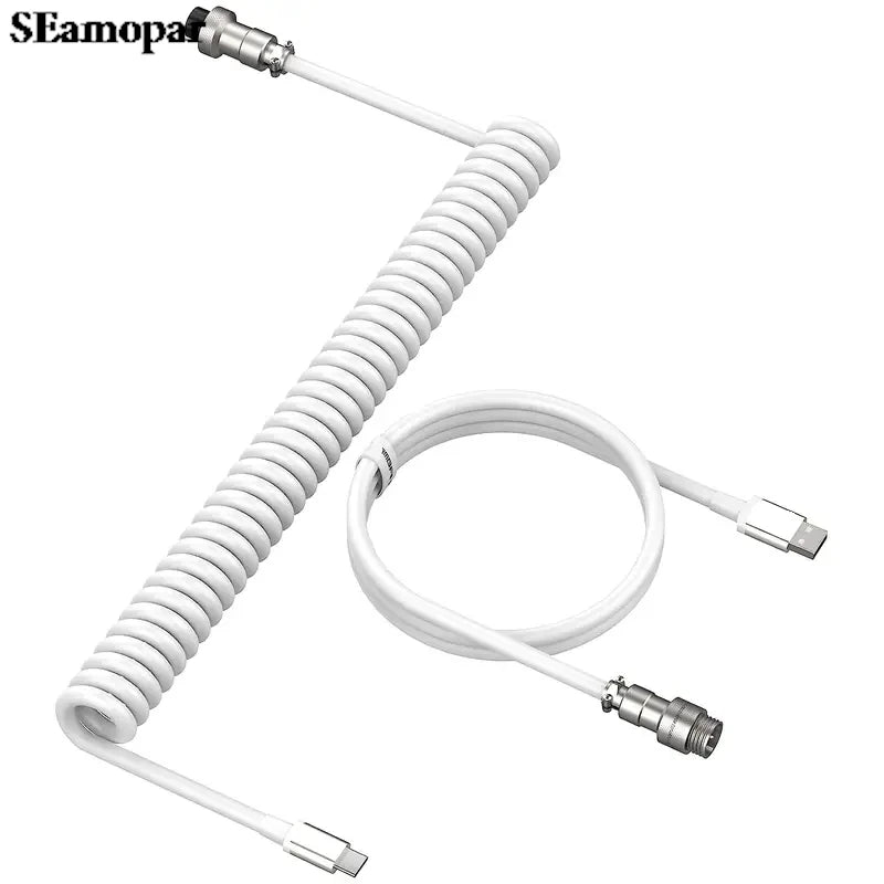 Câble Torsadé USB-C pour Clavier Mécanique – Connecteur Aéronautique, 5 Coloris