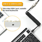 Câble Torsadé USB-C pour Clavier Mécanique – Connecteur Aéronautique, 5 Coloris
