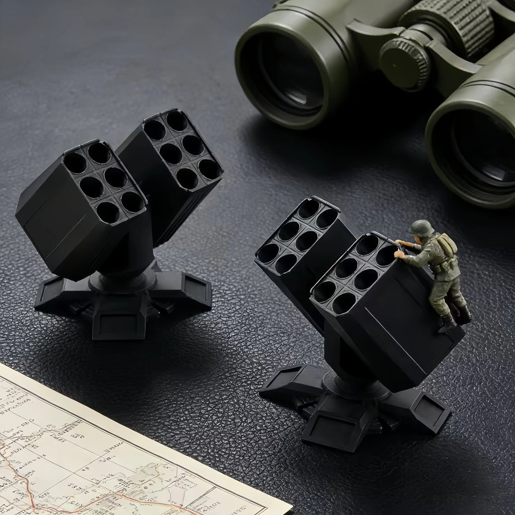 Porte-Stylos Lance-Missiles 3D – 12 Emplacements, Noir ou Vert, Déco Bureau