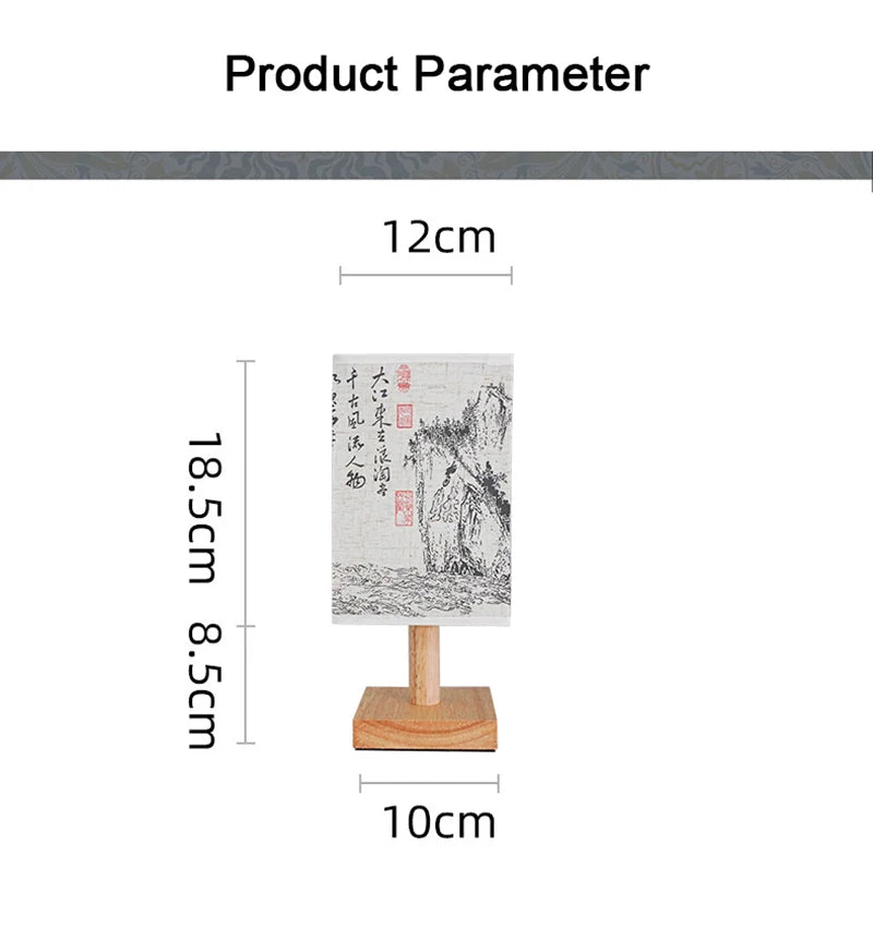 Lampe de Bureau Style Japonais – 3 Modèles, Lumière Chaude, Bois et Tissu