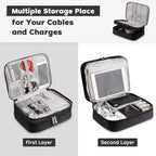 Sac de Rangement Multi-Usage – Câbles, Chargeurs, Accessoires, Cuir Noir / Gris