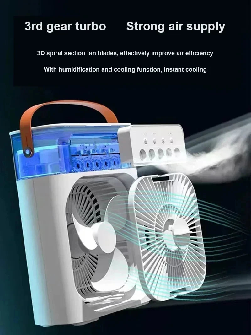Ventilateur 3-en-1 Rafraîchisseur d'Air Portable avec Veilleuse LED