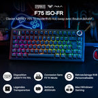Clavier Mécanique 75% AULA F75 AZERTY – Sans Fil Bluetooth / 2.4G / USB-C