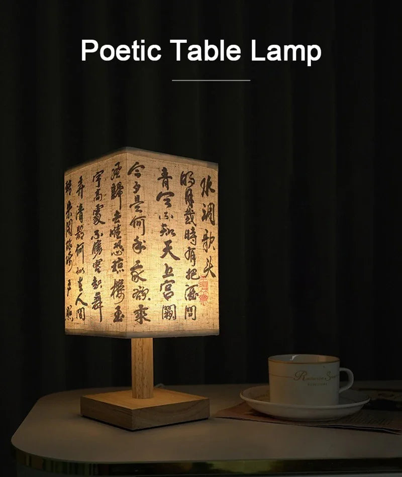Lampe de Bureau Style Japonais – 3 Modèles, Lumière Chaude, Bois et Tissu