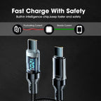 Câble Charge Rapide 120W avec Affichage Numérique – USB-C / USB-A, 1m ou 2m