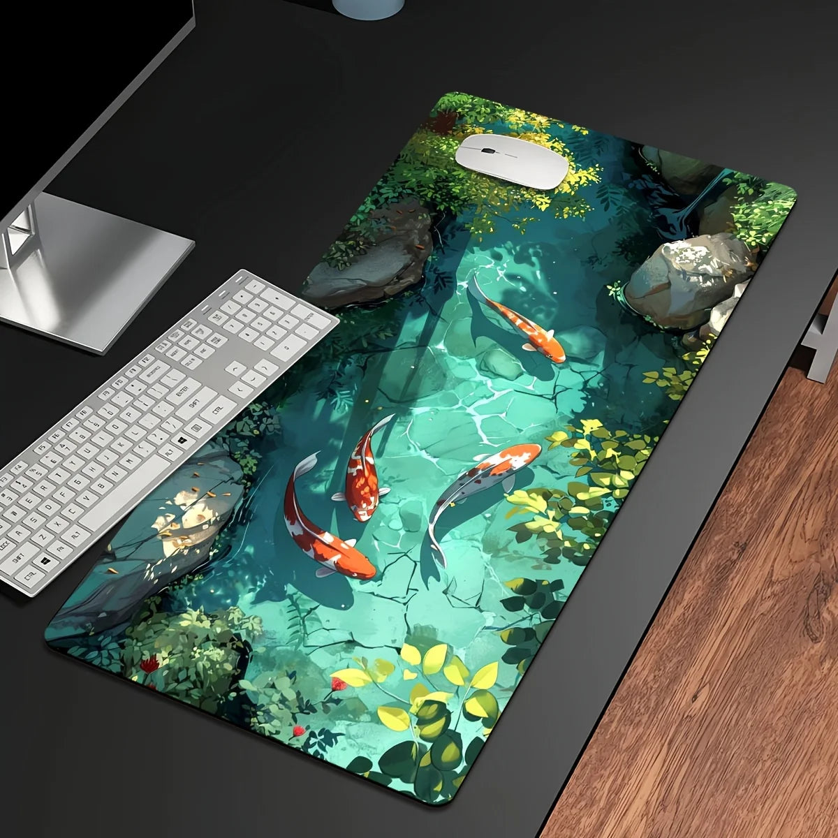 Tapis de Souris Carpe Koï – Format 400x800 / 400x900, Style Japonais, 2mm ou 3mm