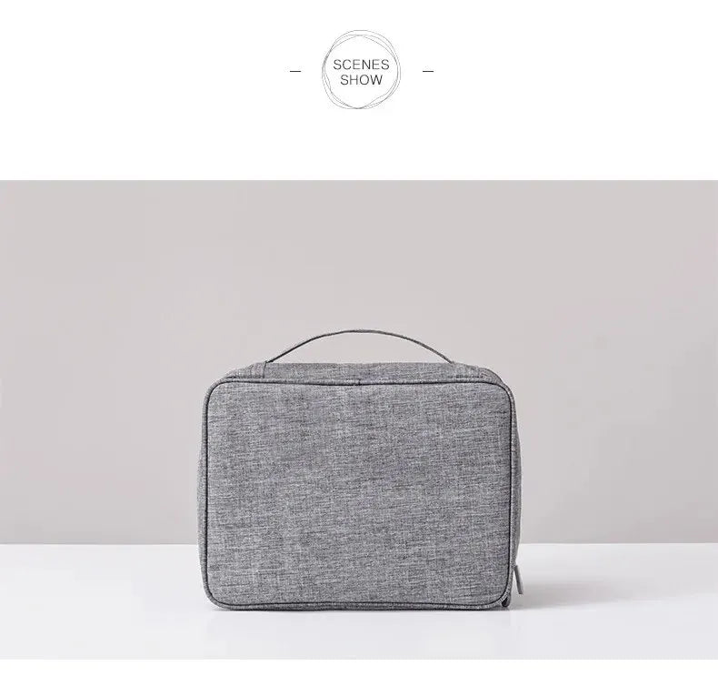 Sac de Rangement Multi-Usage – Câbles, Chargeurs, Accessoires, Cuir Noir / Gris