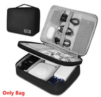 Sac de Rangement Multi-Usage – Câbles, Chargeurs, Accessoires, Cuir Noir / Gris