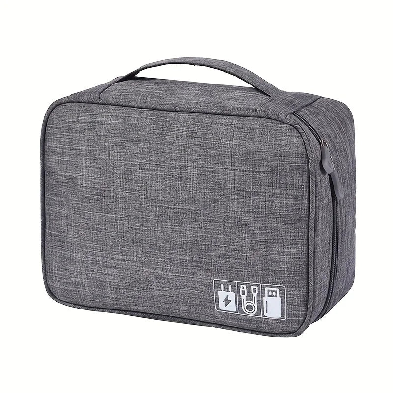 Sac de Rangement Multi-Usage – Câbles, Chargeurs, Accessoires, Cuir Noir / Gris