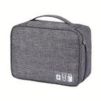 Sac de Rangement Multi-Usage – Câbles, Chargeurs, Accessoires, Cuir Noir / Gris