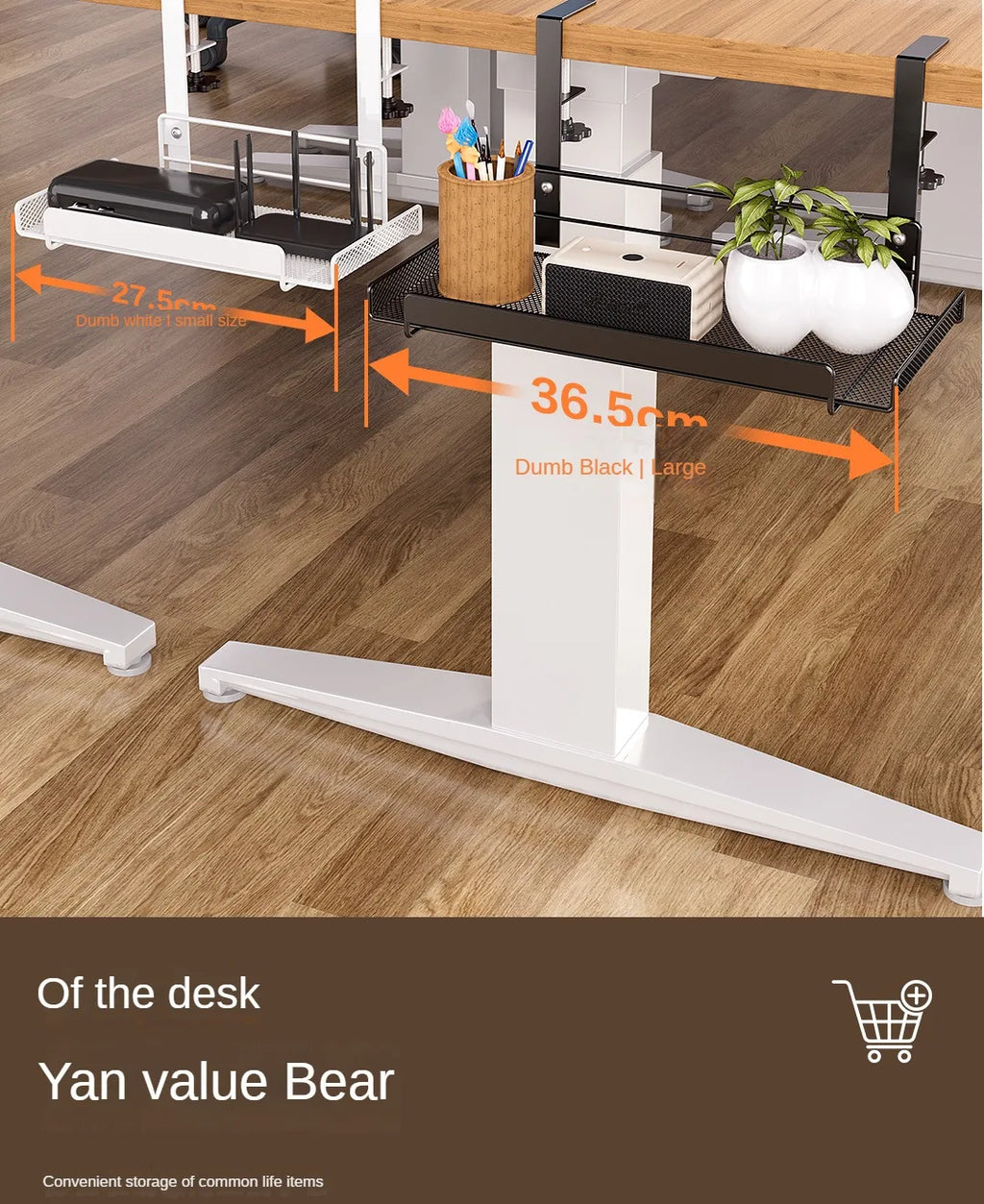 Support Câbles Sous Bureau Sans Perçage – Métal, Format S / L, Noir ou Blanc