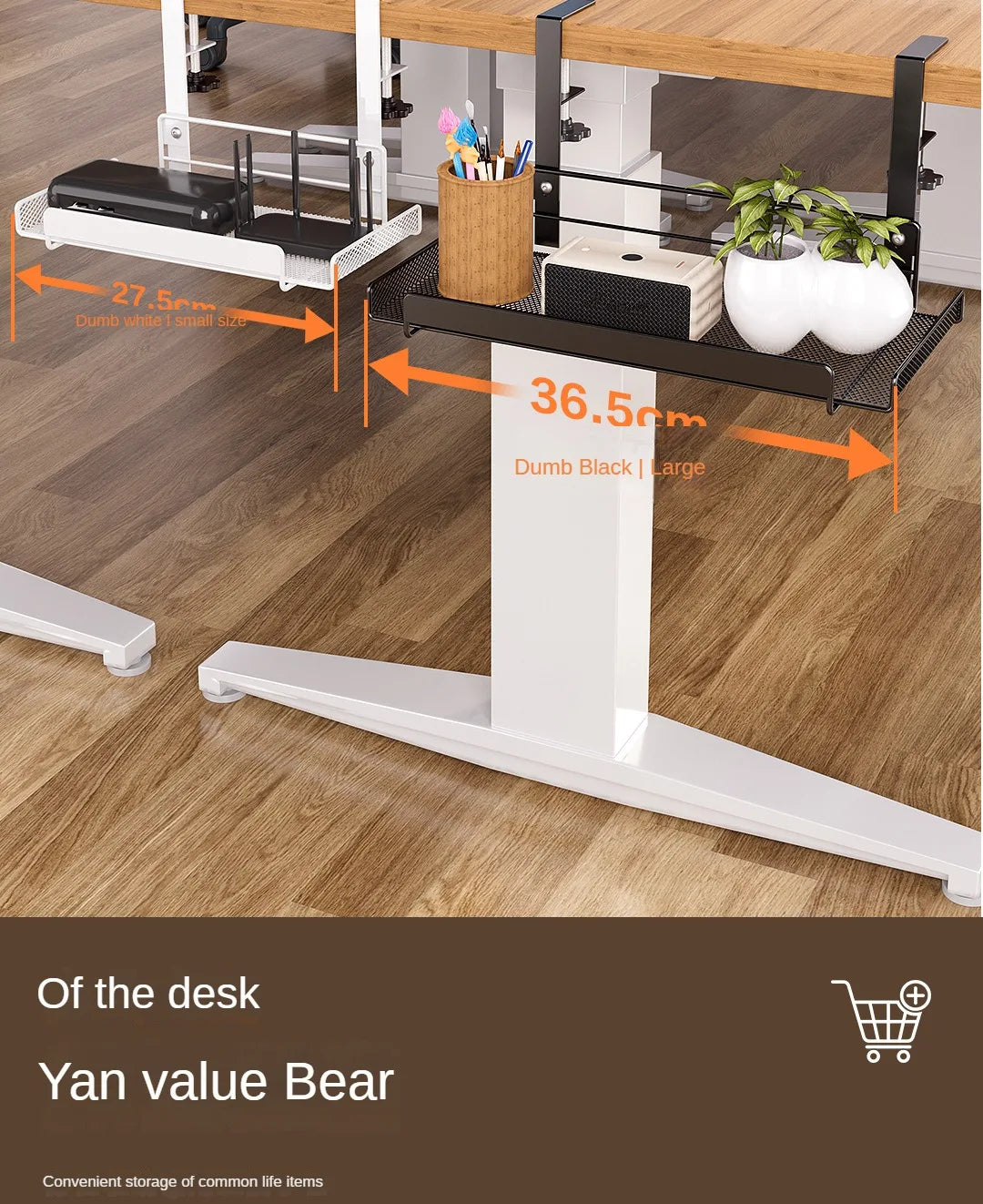 Support Câbles Sous Bureau Sans Perçage – Métal, Format S / L, Noir ou Blanc