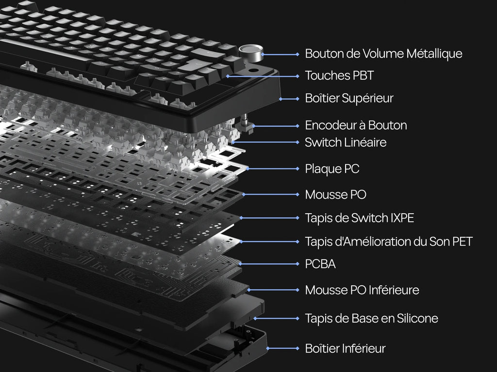 Clavier Mécanique 75% AULA F75 AZERTY – Sans Fil Bluetooth / 2.4G / USB-C