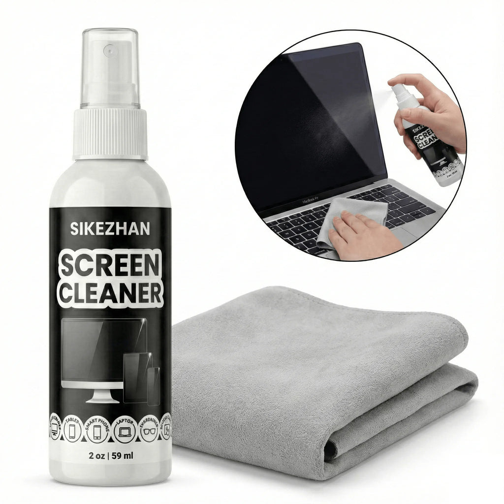 Kit Nettoyage Écran Spray + Microfibre – Compatible PC, Téléphone, TV, Tablette