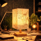 Lampe de Bureau Style Japonais – 3 Modèles, Lumière Chaude, Bois et Tissu