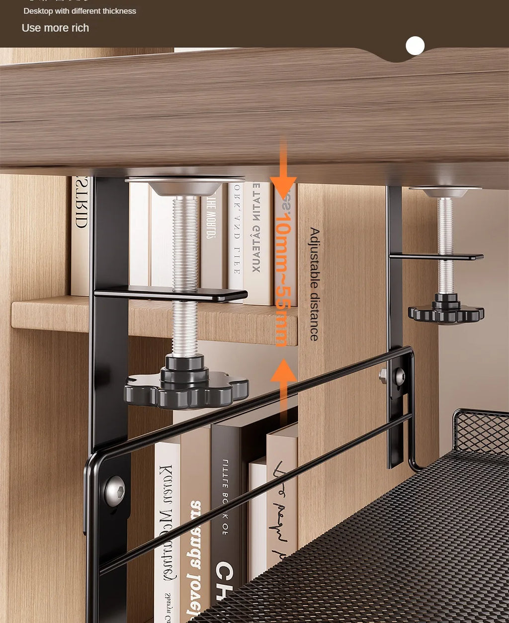 Support Câbles Sous Bureau Sans Perçage – Métal, Format S / L, Noir ou Blanc