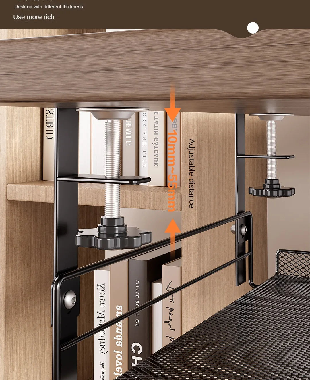 Support Câbles Sous Bureau Sans Perçage – Métal, Format S / L, Noir ou Blanc