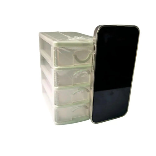Boîte de Rangement à Tiroirs Transparente – Simple ou Double, Blanc / Noir